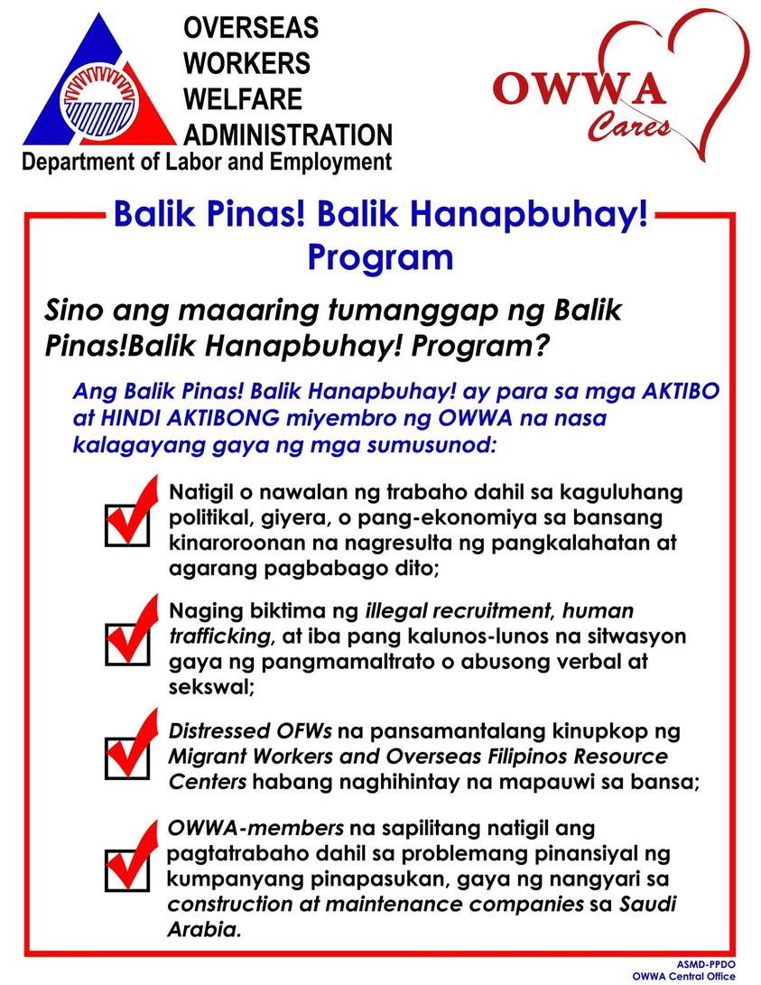 OWWA Balik Pinas Program