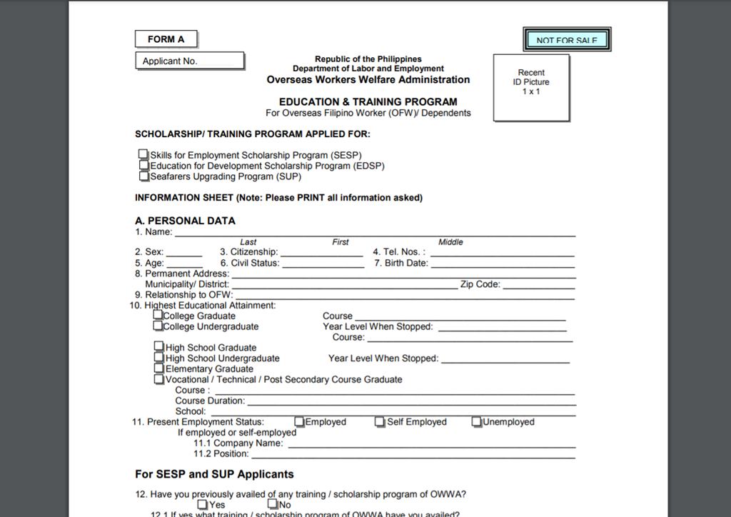 Seafarers Upgrading Program Application Form