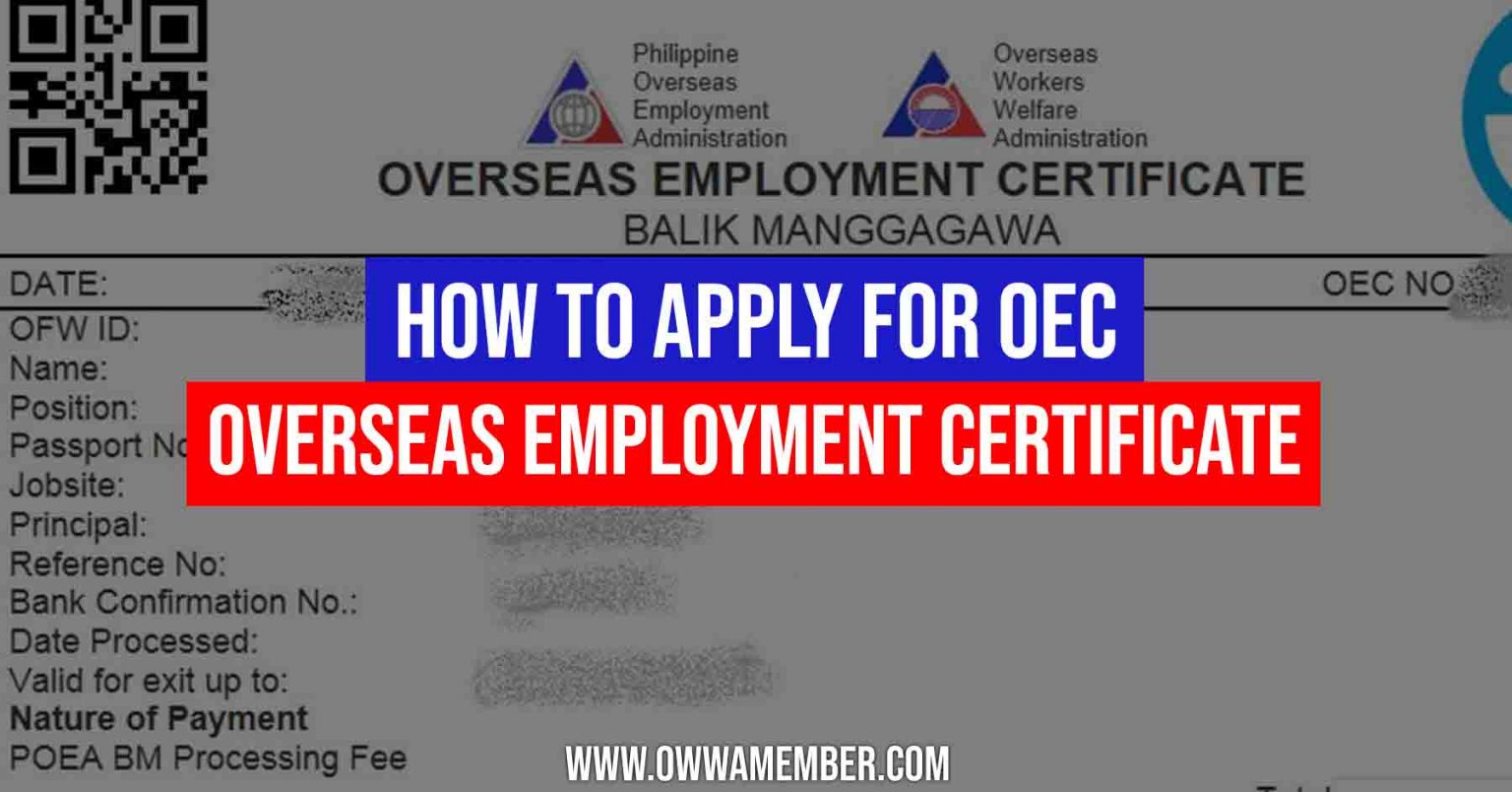 How to Get Overseas Employment Certificate (OEC) OFW Balik Manggagawa