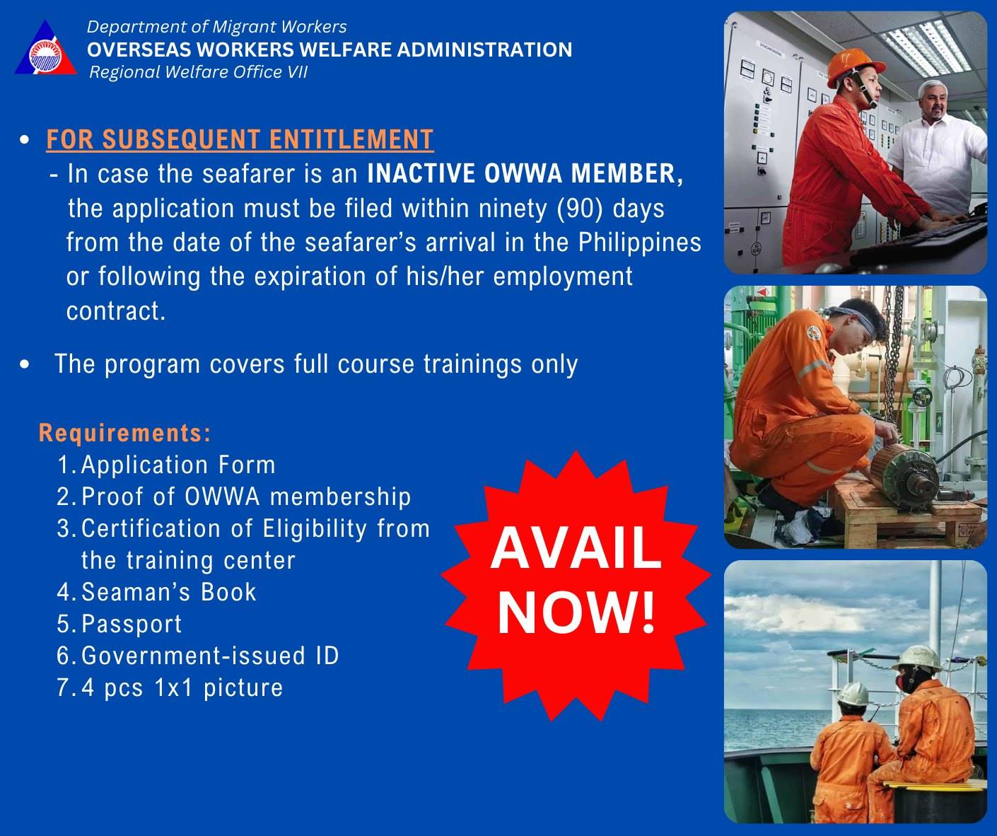owwa seafarers upgrading program requirements for application