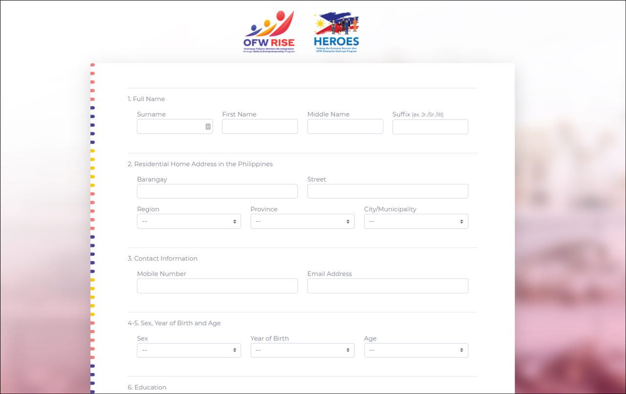 ofw rise application form