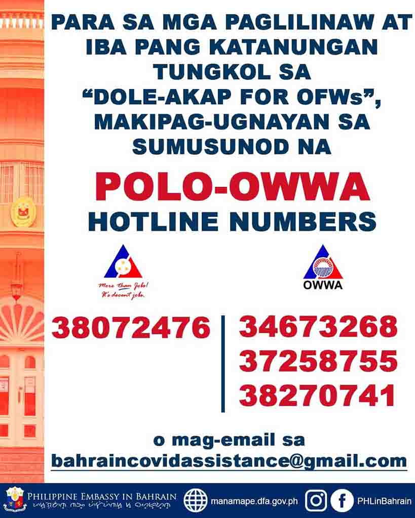 polo owwa bahrain contact numbers