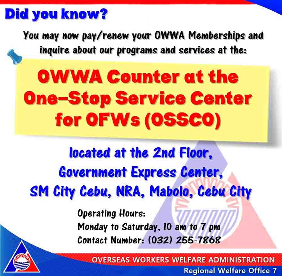 new owwa SM City Cebu OWWA counter