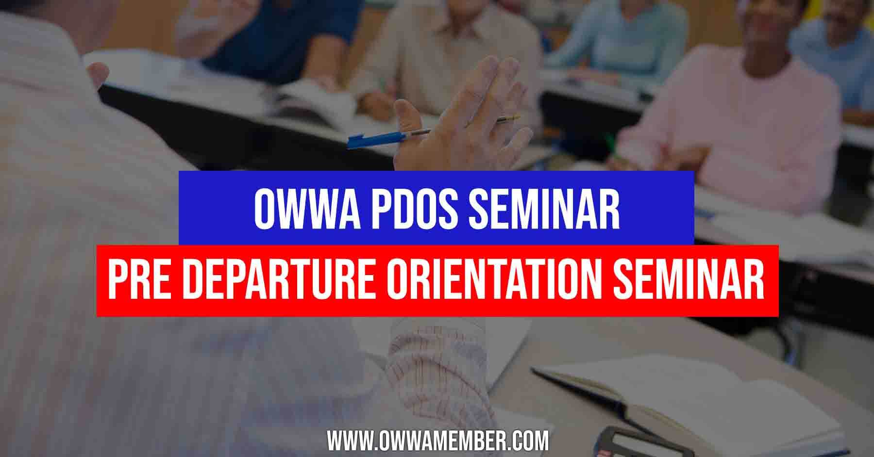 how to attend owwa pdos pre departure orientation seminar