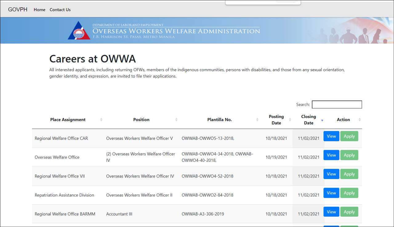 owwa careers page