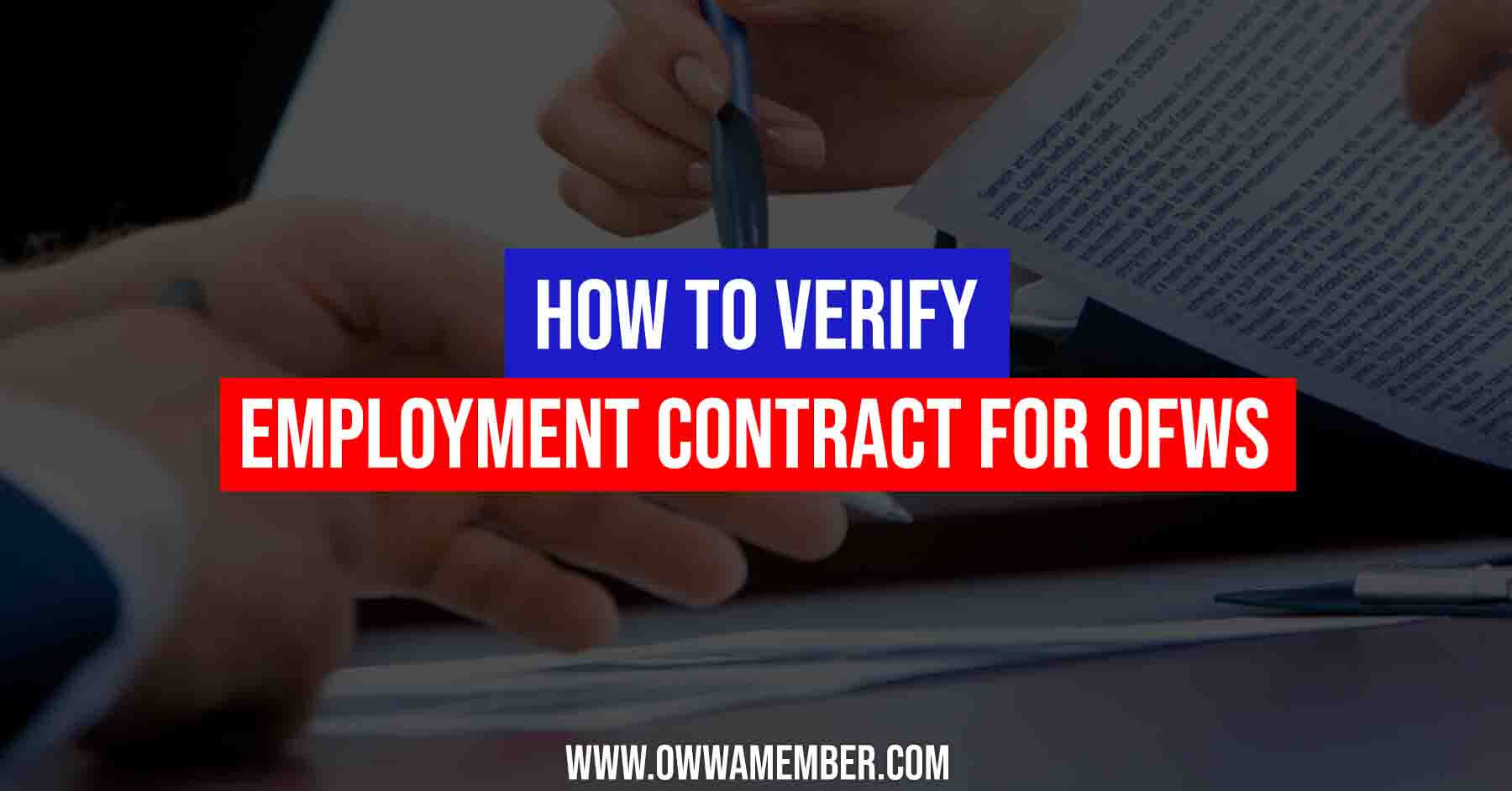 how to verify employment contract for ofws