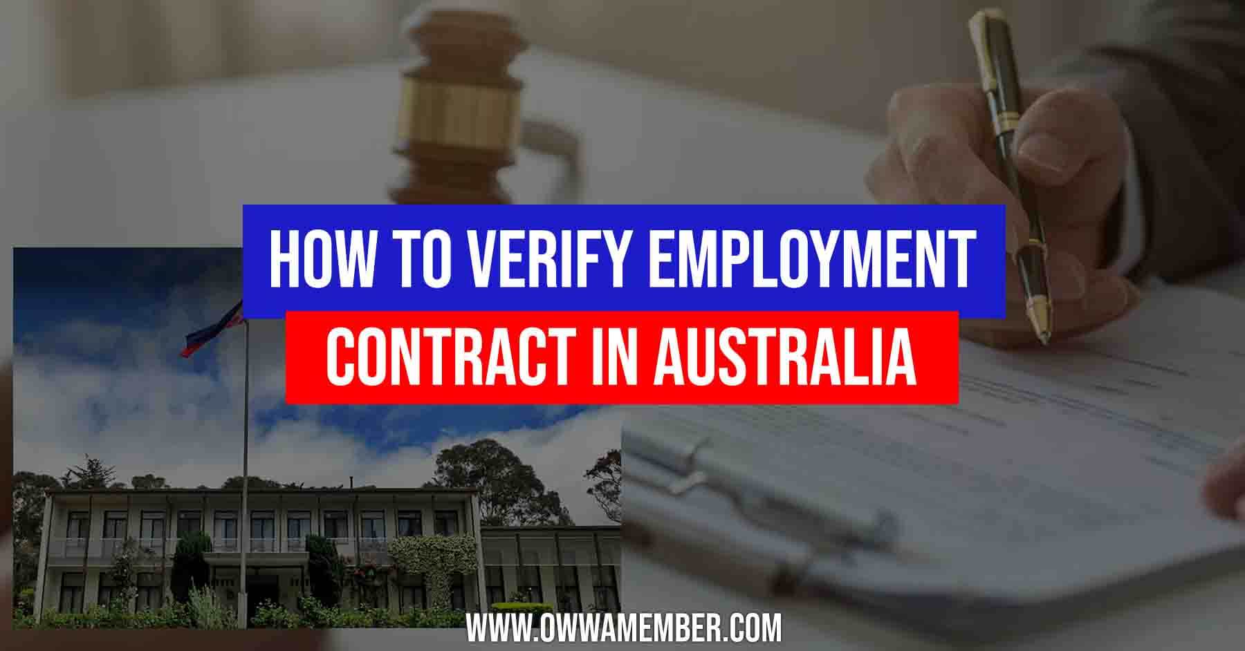 individual employment contract verification in australia