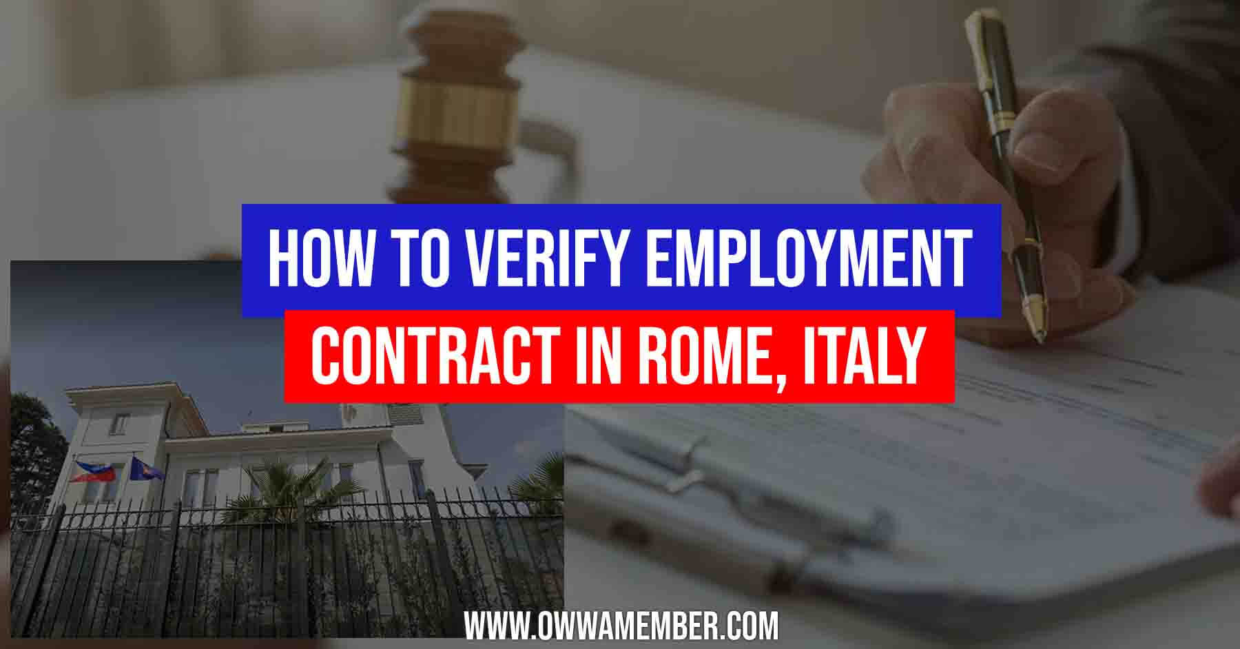 verify employment contract in rome italy