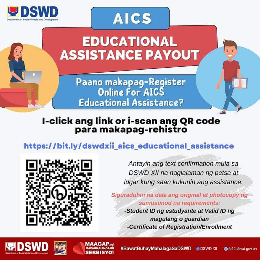 AICS DSWD education cash assistance QR Code in region 12
