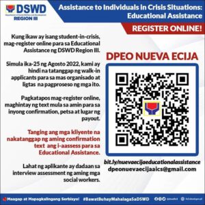 DSWD Region 3 Educational Assistance QR Code Nueva Ecija