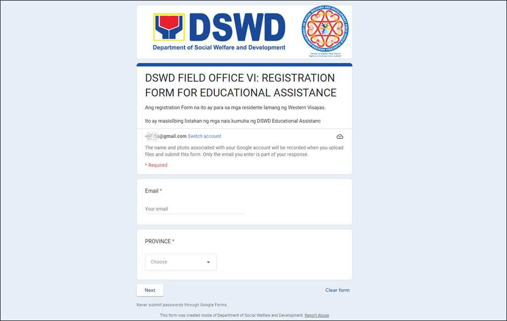 dswd field office 6 registration for educational assistance