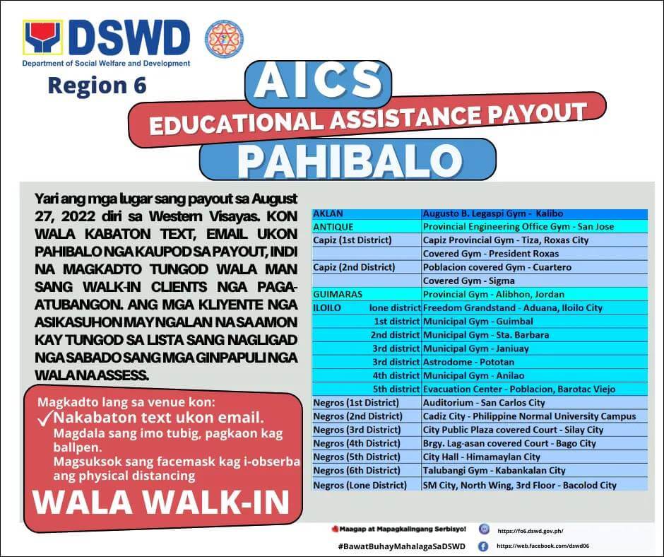 dswd region 6 advisory on educational assistance no walk-in
