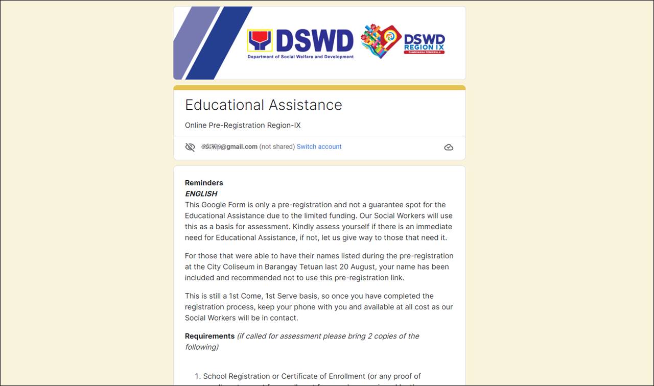 dswd zamboanga region 9 online pre registration cash assistance