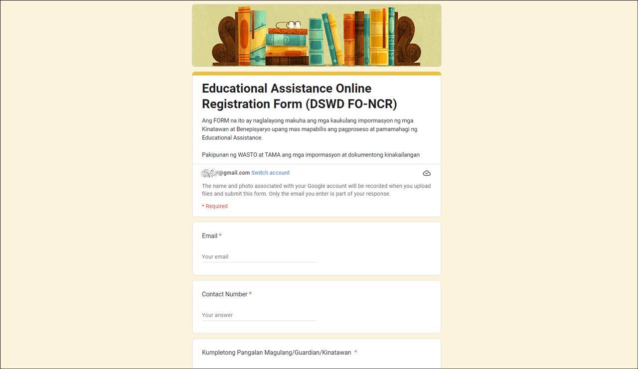 ncr dswd online registration form for educational assistance