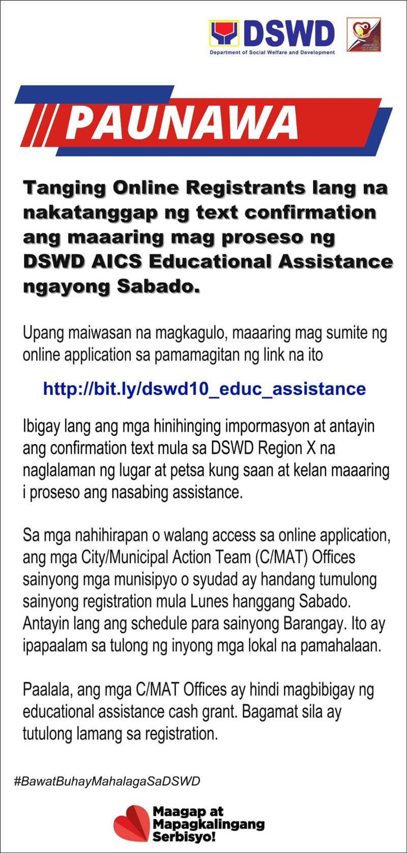 reminders for AICS appointment in DSWD Region 10