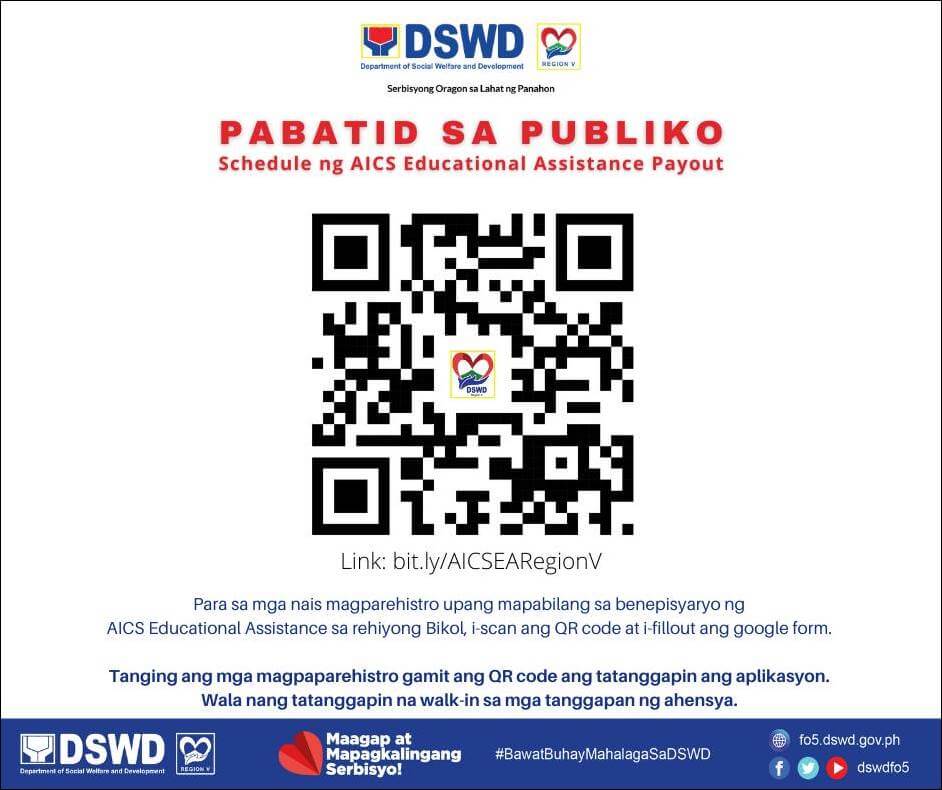 DSWD Region 5 Bicol QR Code Online Registration Form