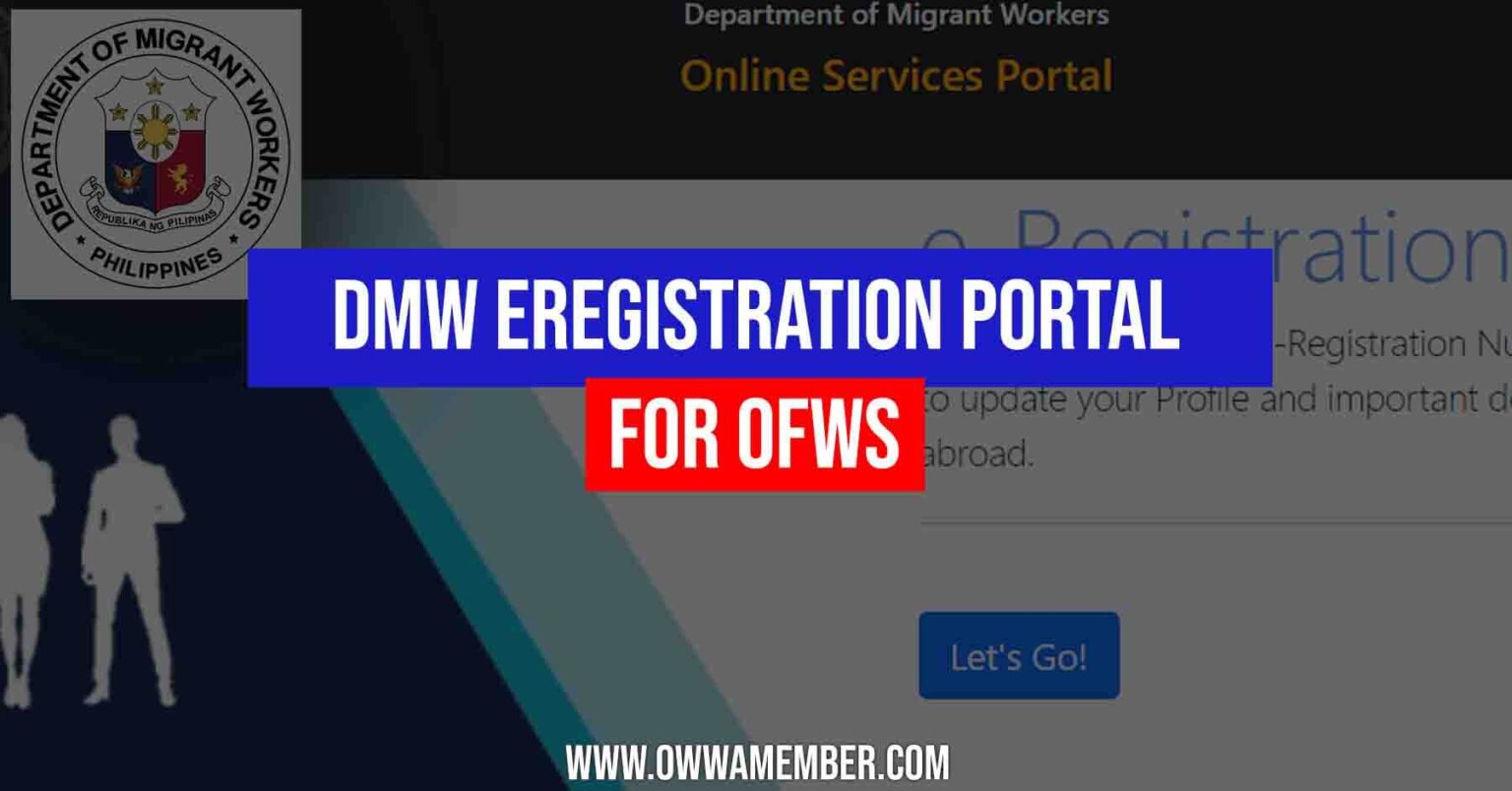 DMW eRegistration Online Service (POEA Log in eReg Portal) - OWWA Member