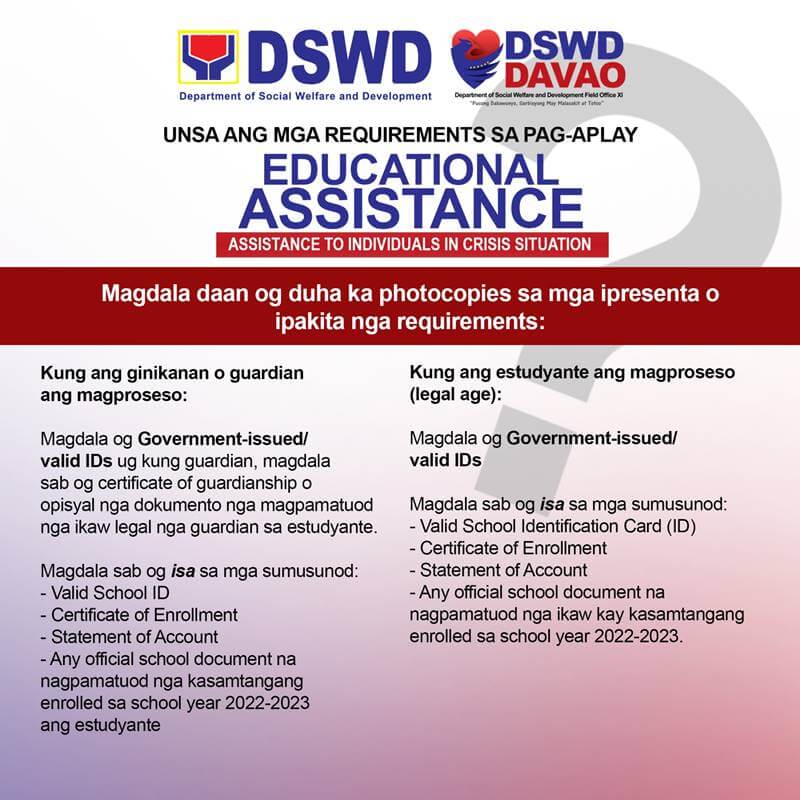 dswd cash assistance requirements in davao region 11