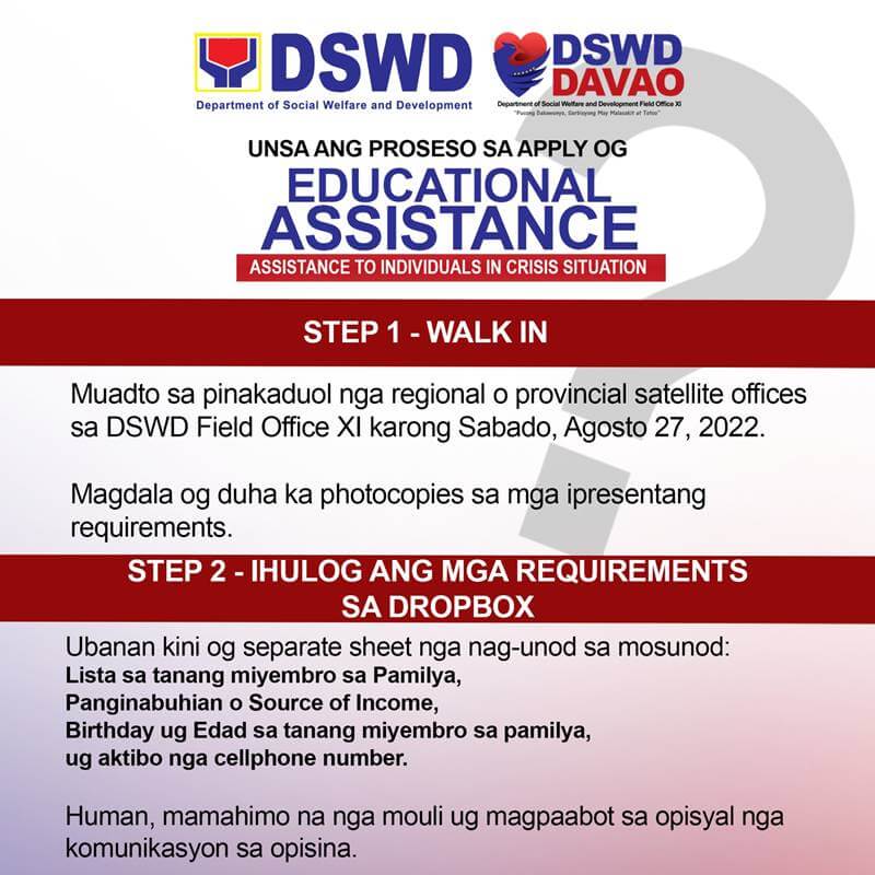 dswd davao educational assistance step 1