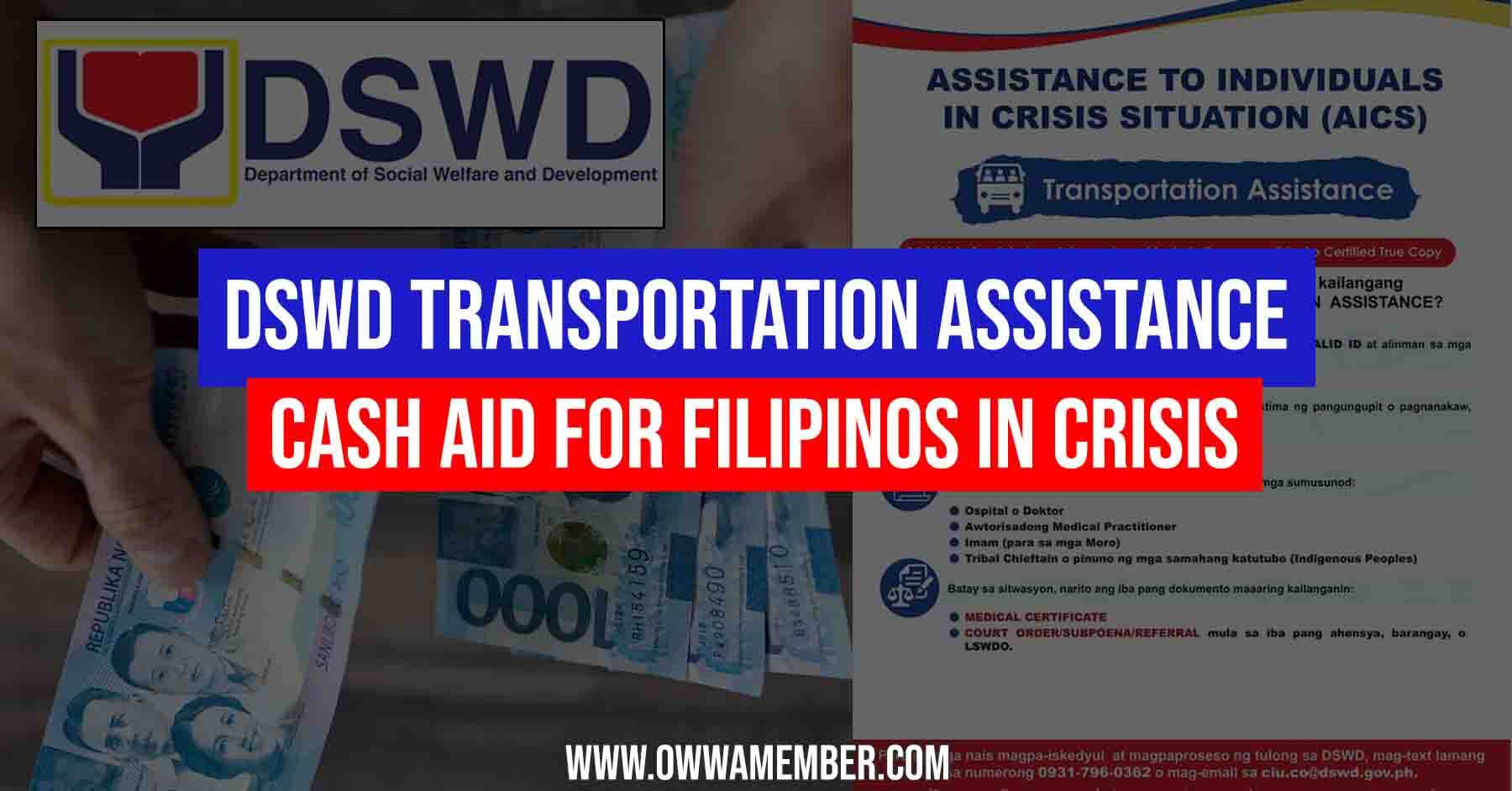 how to apply dswd transportation cash assistance