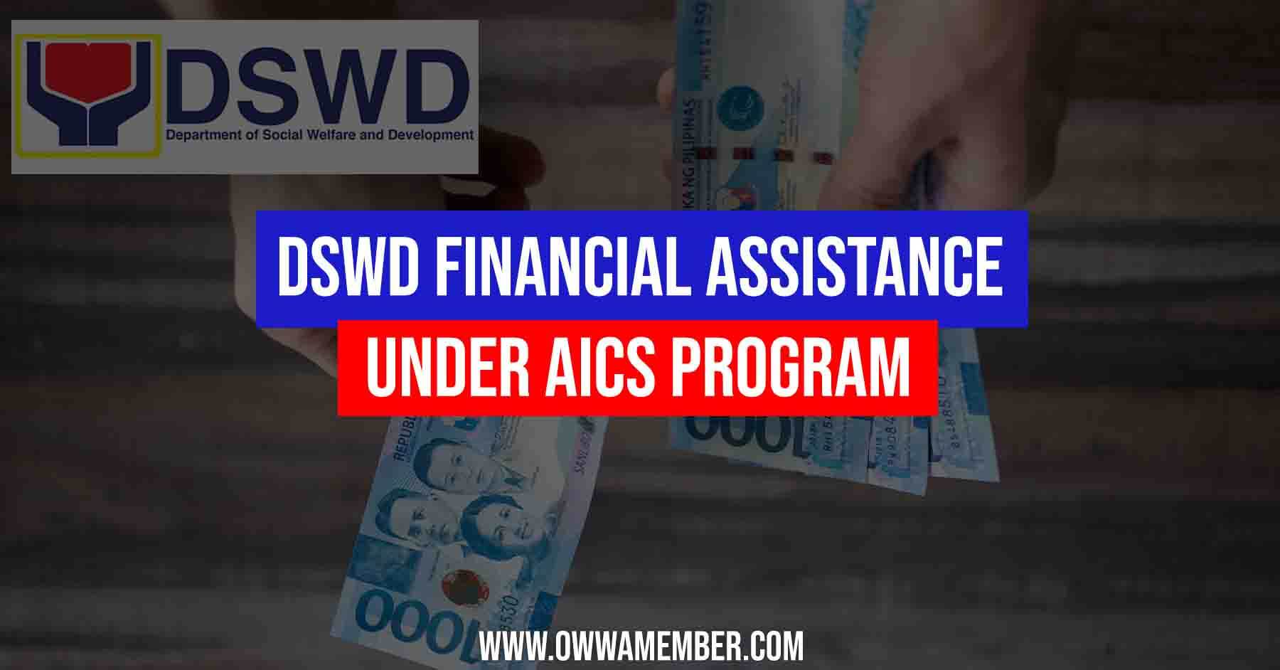 list of dswd financial assistance under aics program