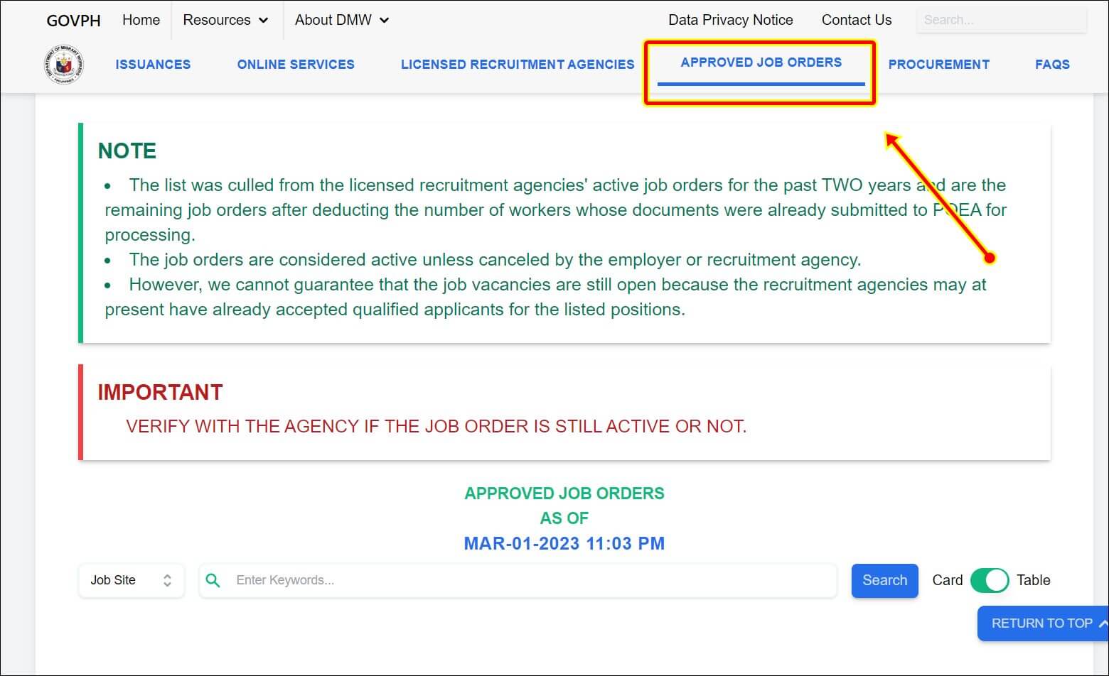 poea job hiring approved job orders