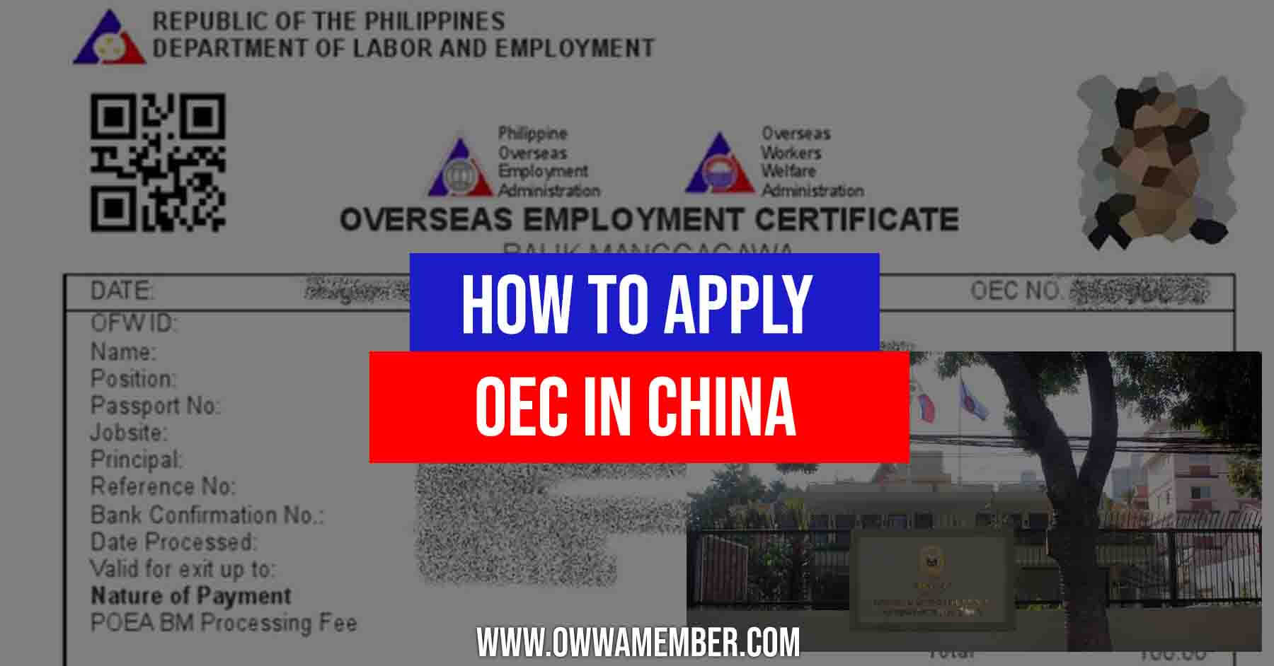 how to apply oec certificate balik manggagawa in china