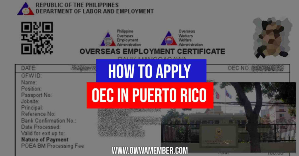 How to Apply OEC Puerto Rico Online Appointment OWWA Member