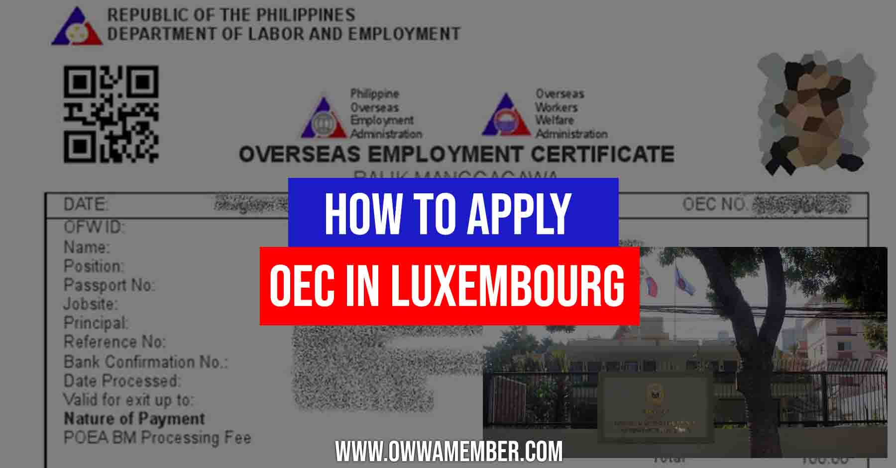 oec overseas employment certificate balik manggagawa ofw in luxembourg