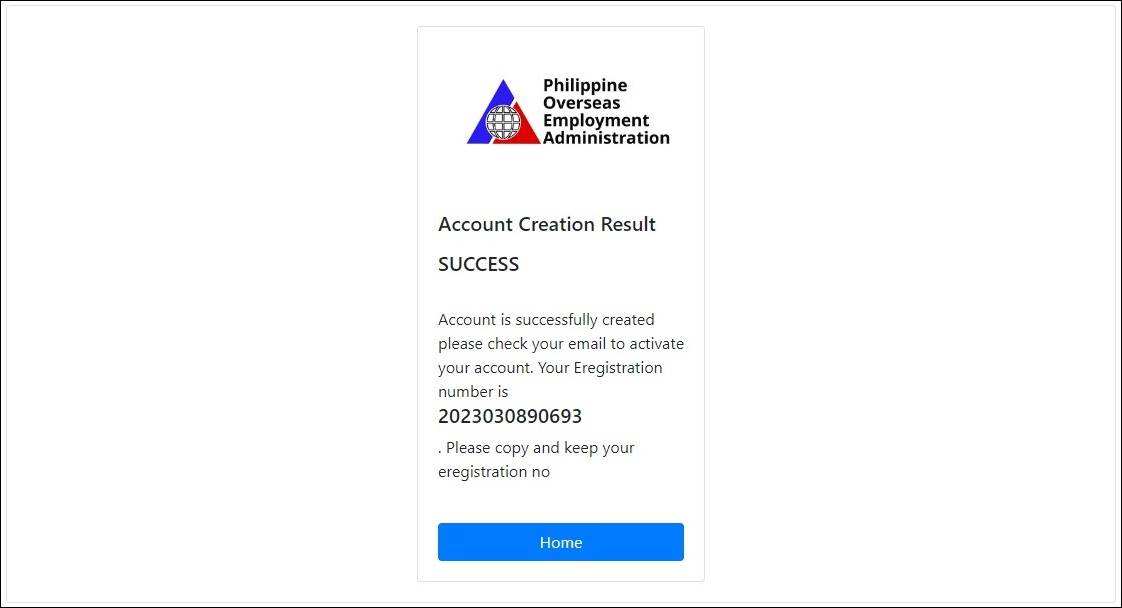 poea balik manggagawa account creation success