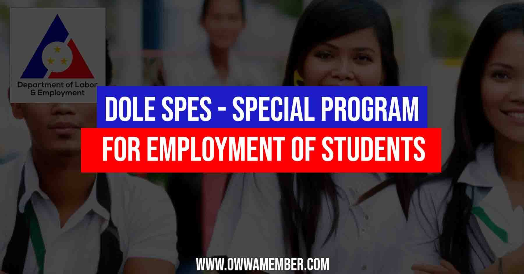 dole spes special program for employment of students