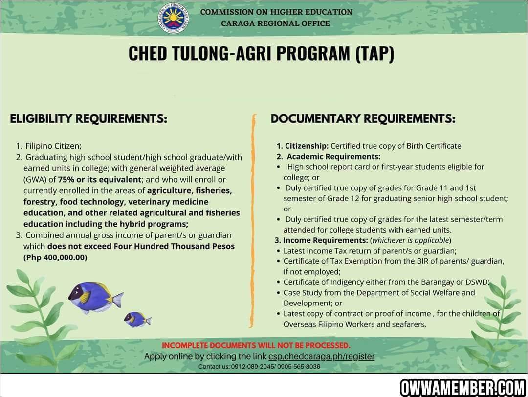 ched tulong agri program scholarship grant