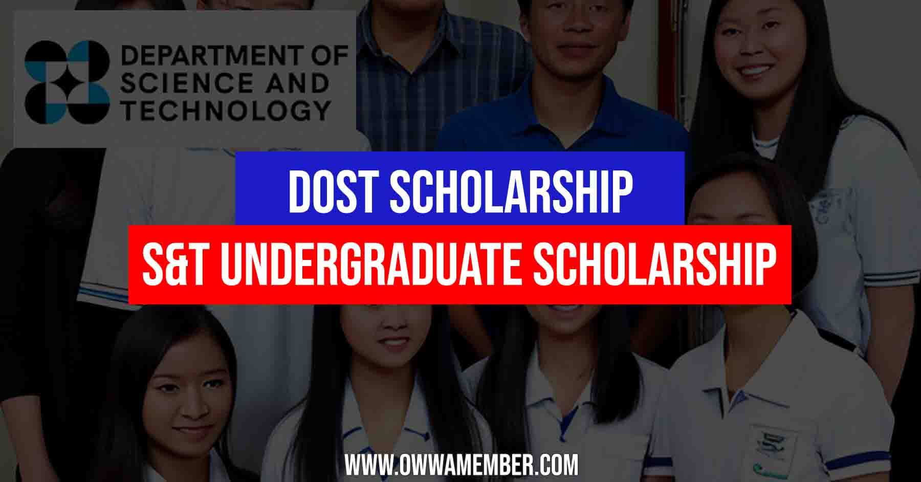 apply dost ST undergraduate scholarship