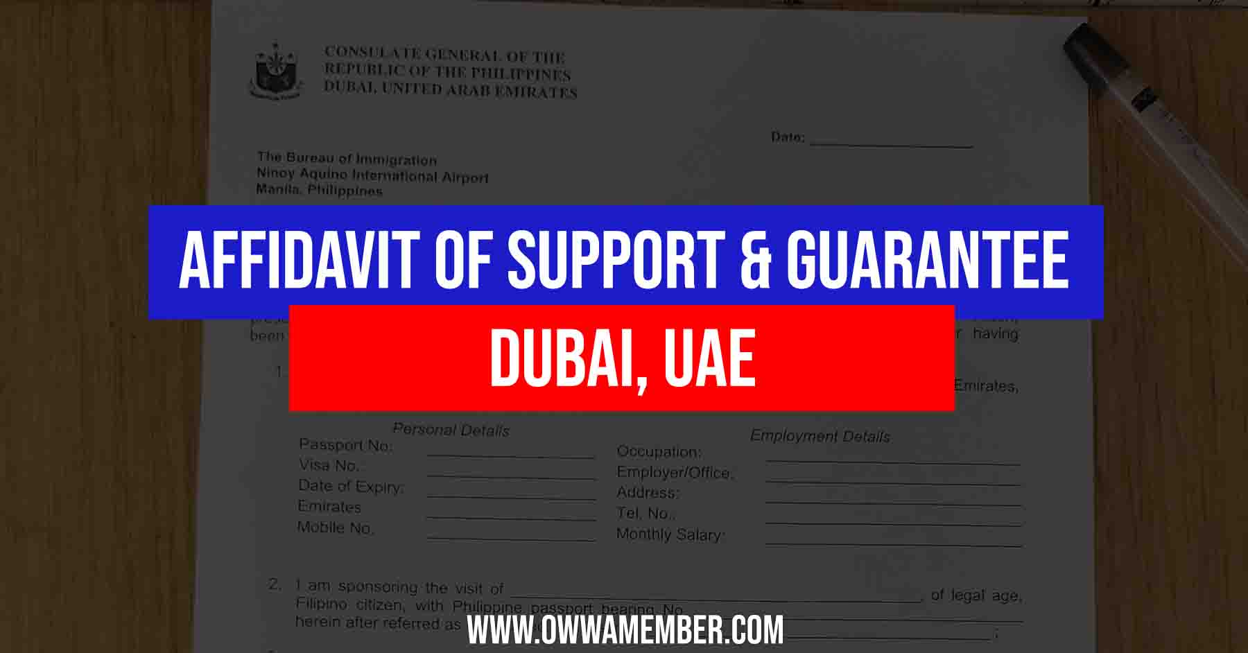affidavit of support and guarantee asg dubai uae
