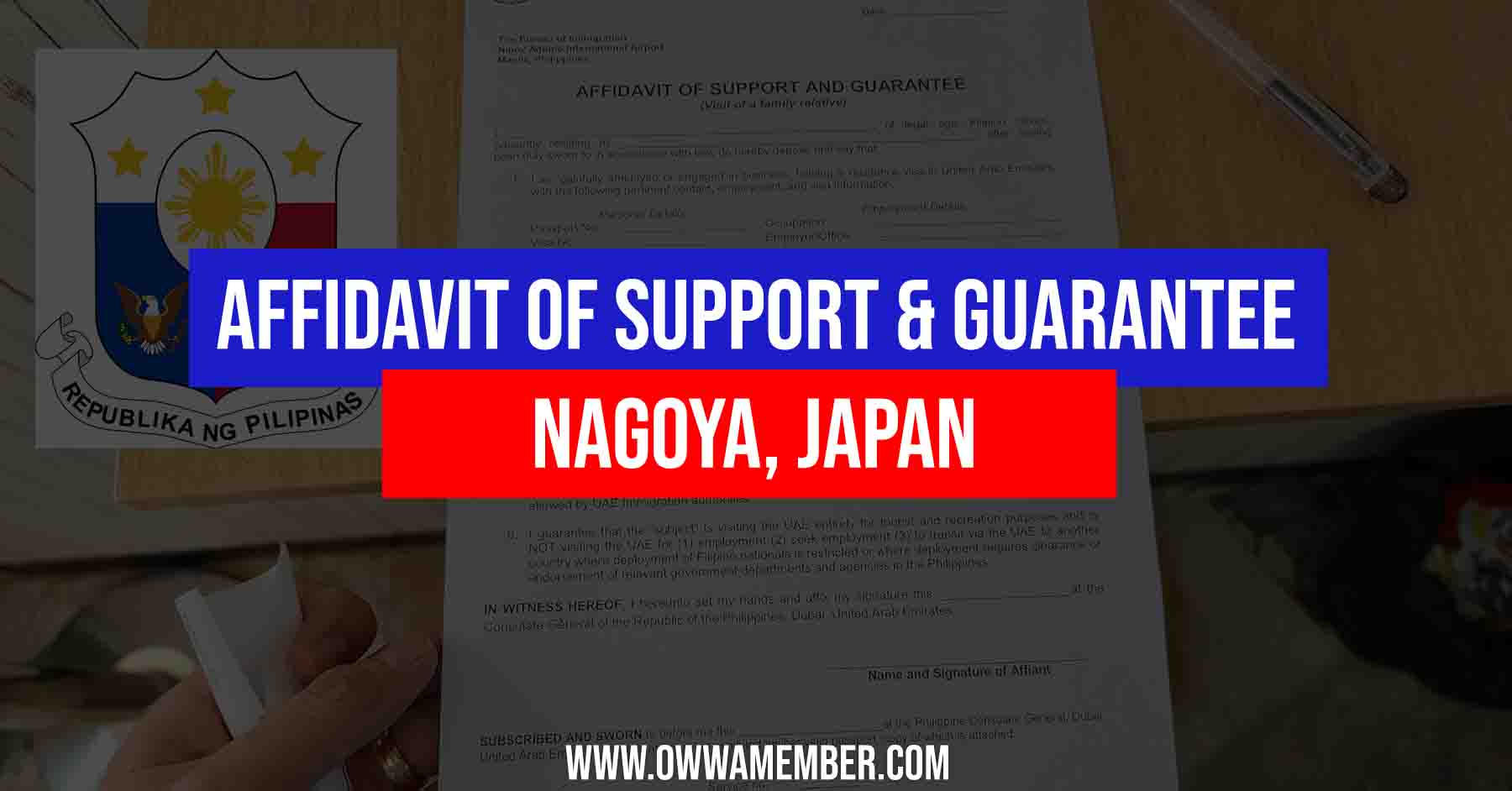 affidavit of support and guarantee nagoya japan