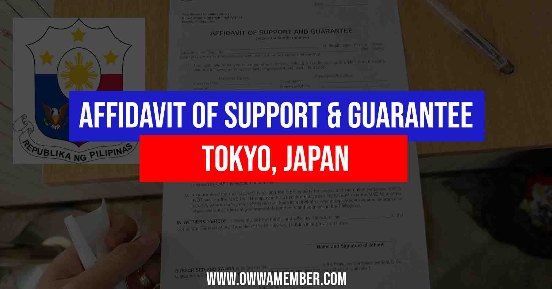 affidavit of support and guarantee tokyo japan