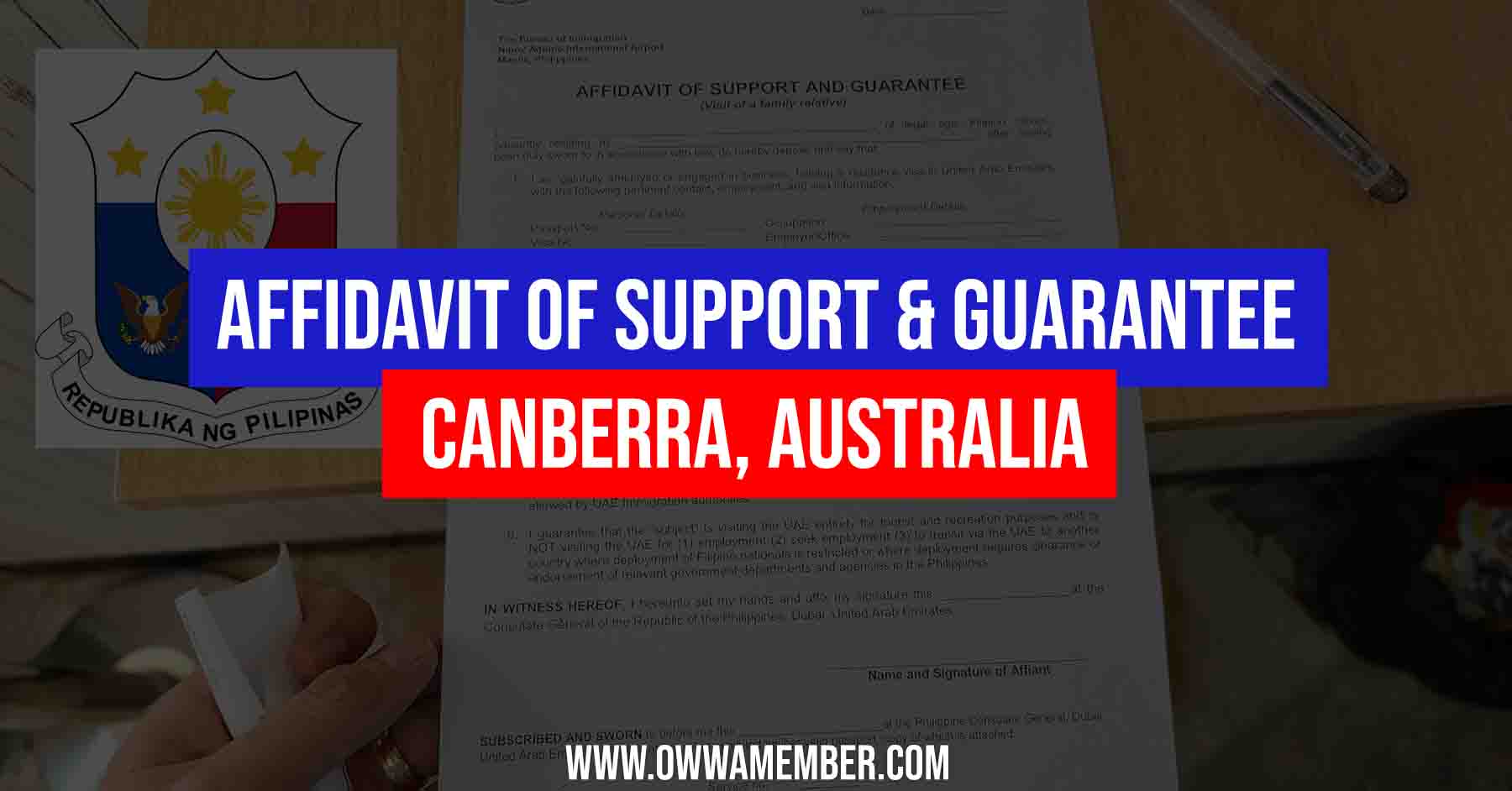 affidavit of support and guarantee application canberra australia