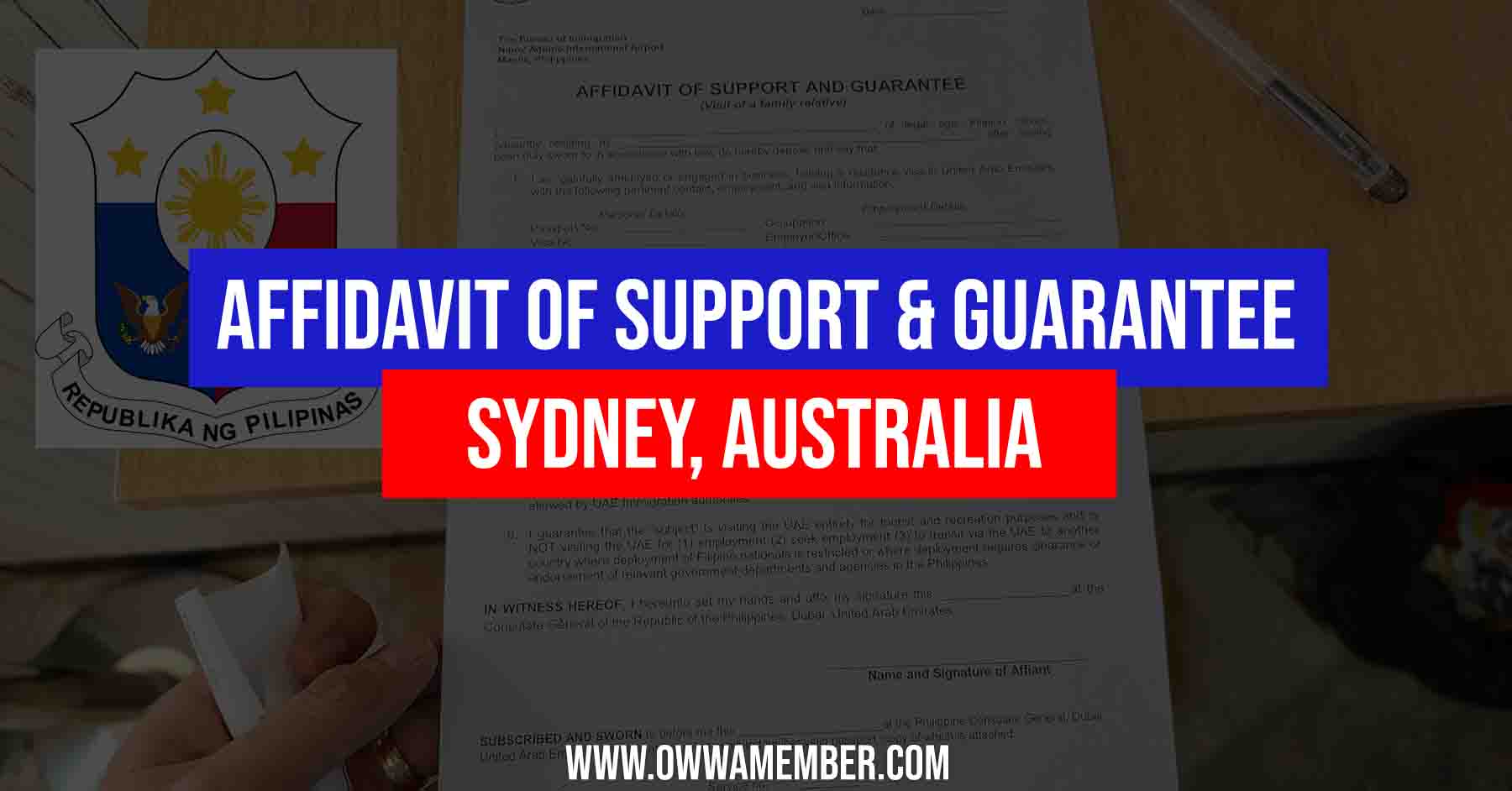 affidavit of support and guarantee application sydney australia