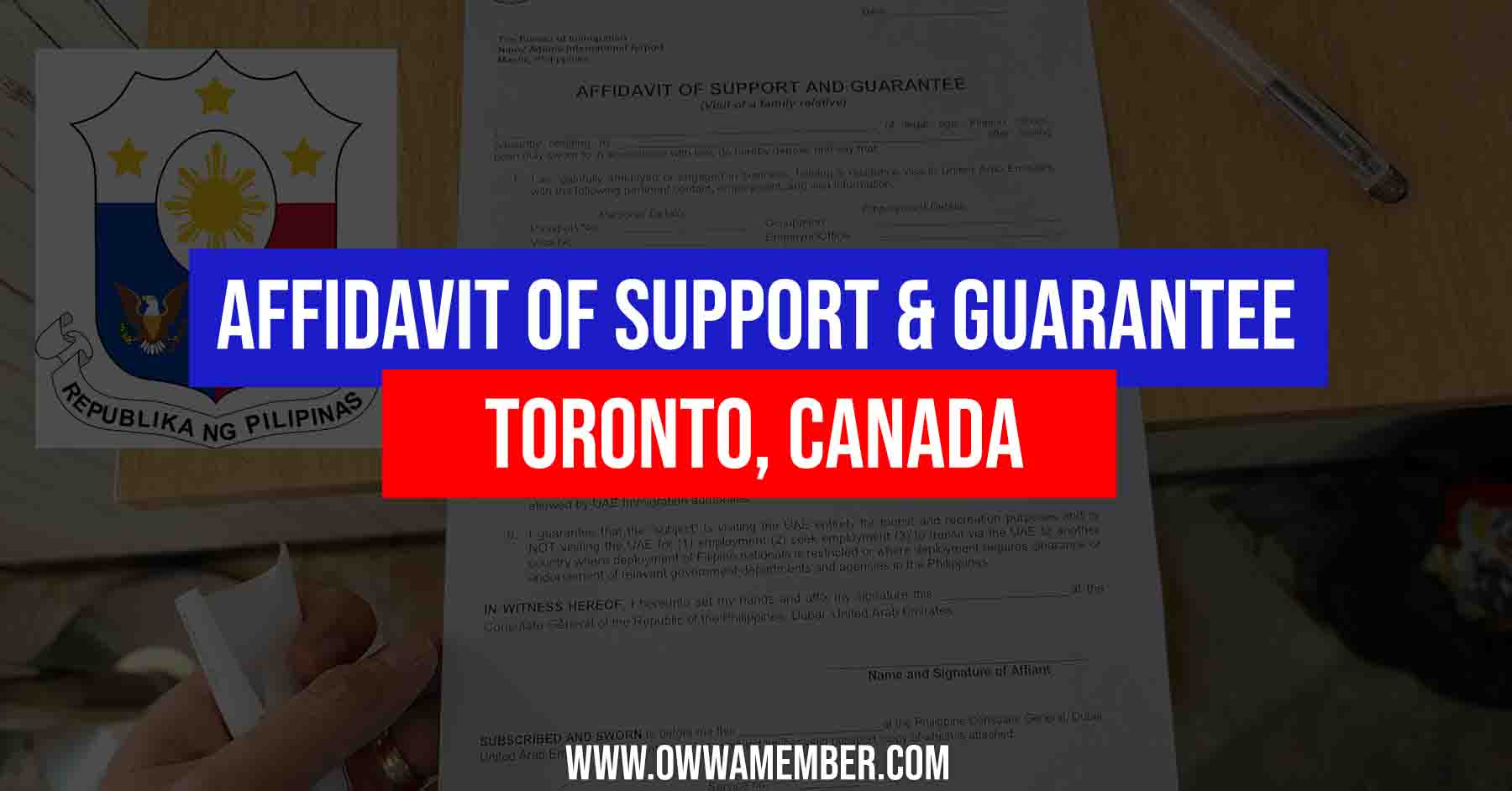 affidavit of support and guarantee application toronto canada