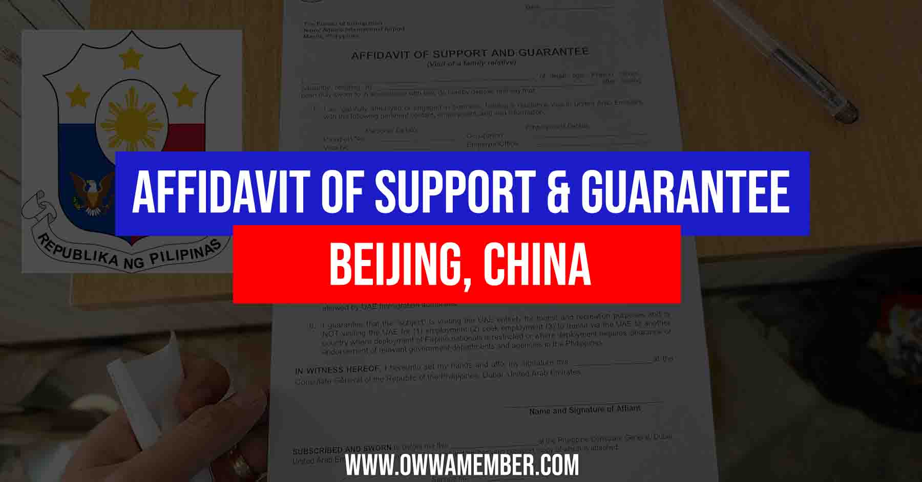 affidavit of support and guarantee beijing china philippine embassy