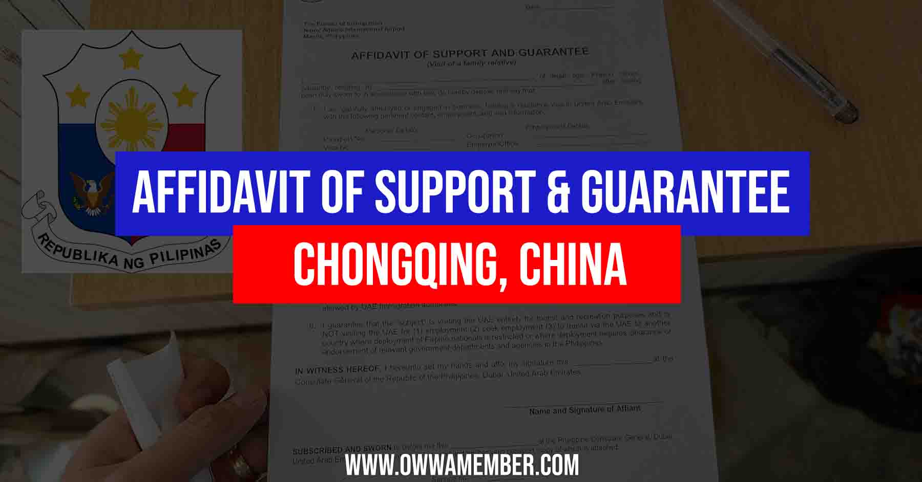 affidavit of support and guarantee chongqing china philippine consulate