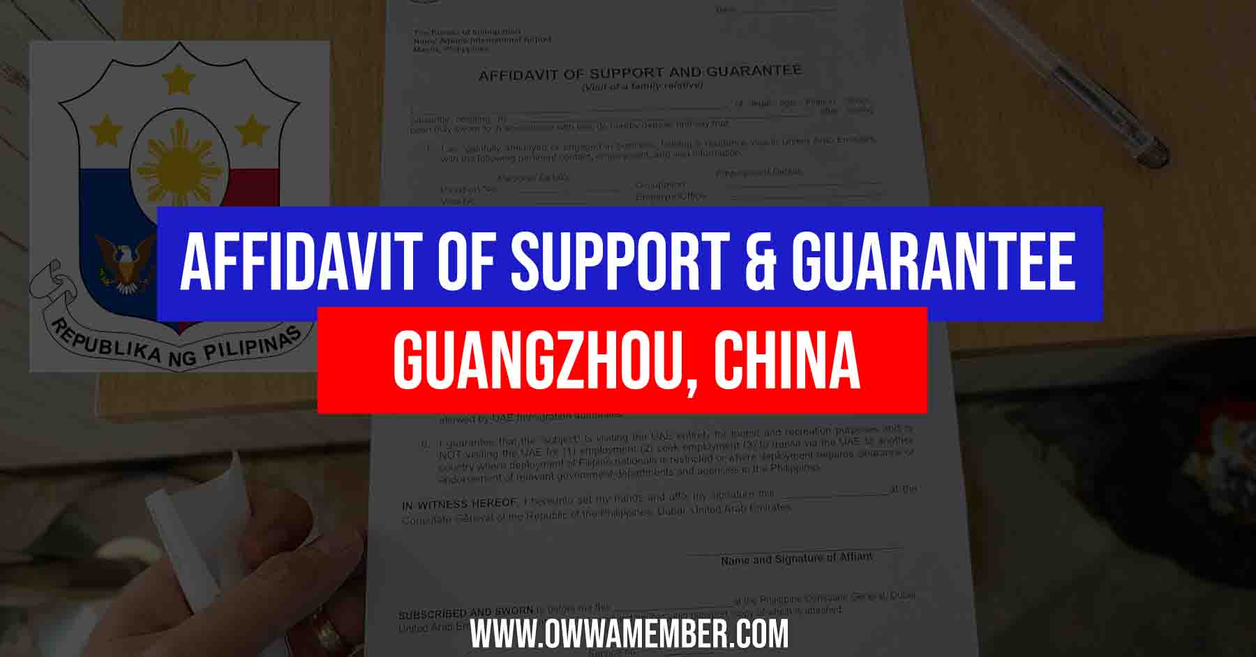 affidavit of support and guarantee guangzhou china philippine consulate
