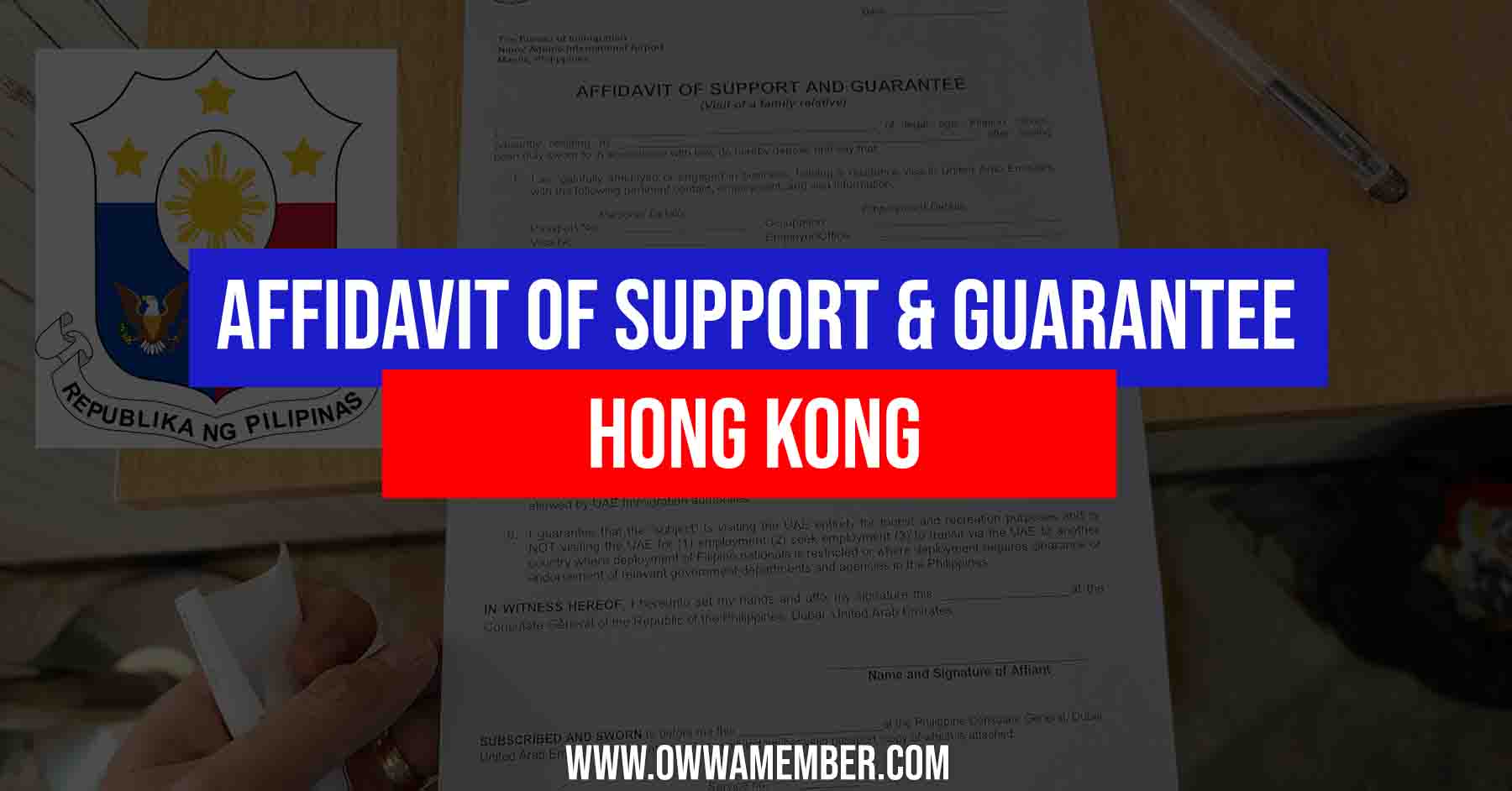 affidavit of support and guarantee hong kong application