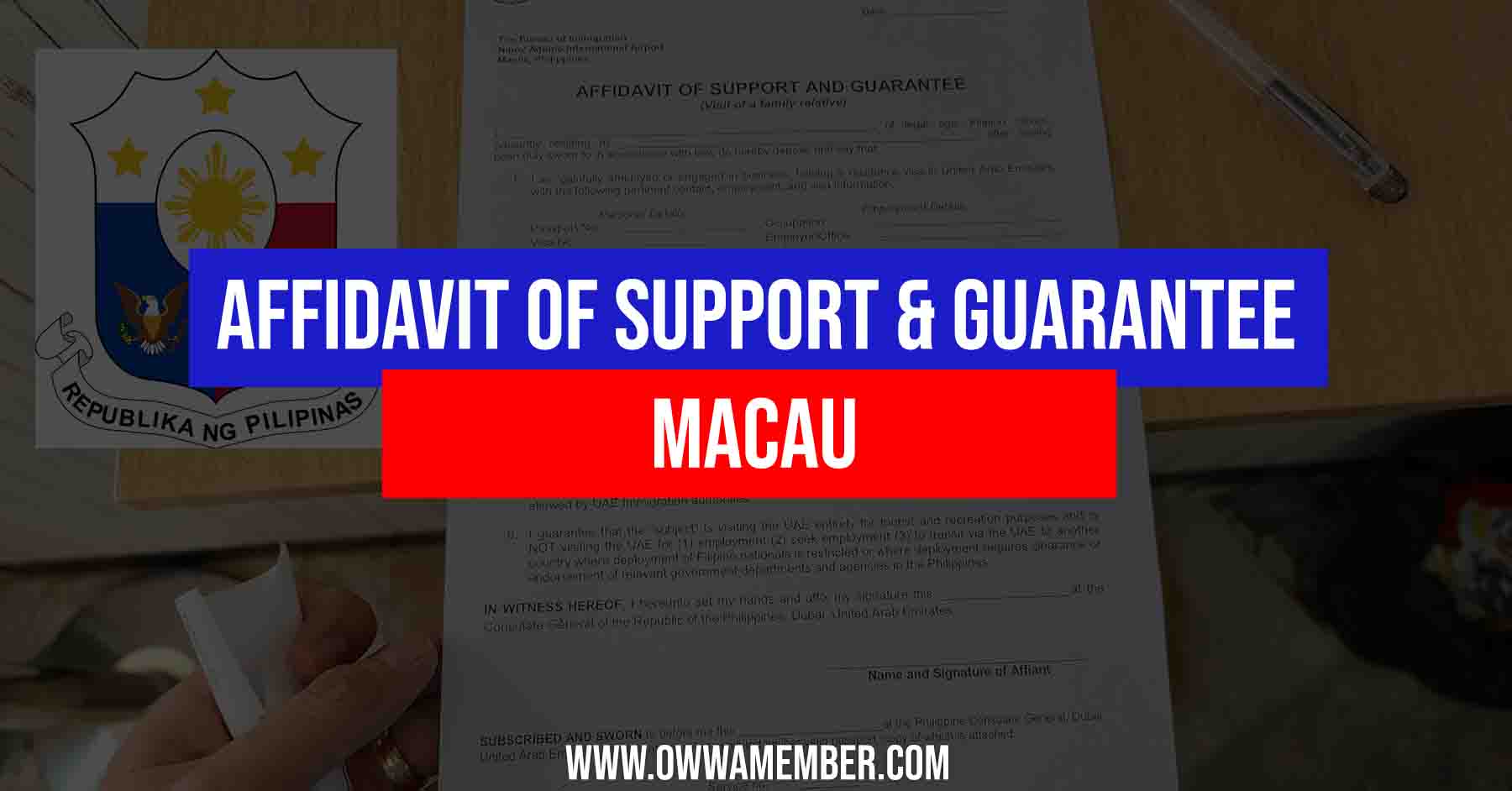 affidavit of support and guarantee macau application