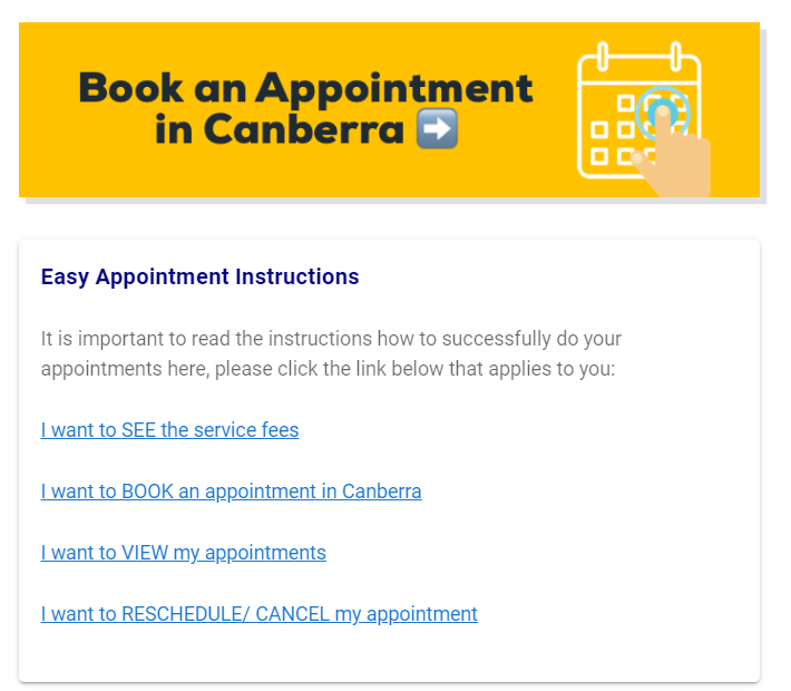 how to get appointment affidavit of support canberra australia