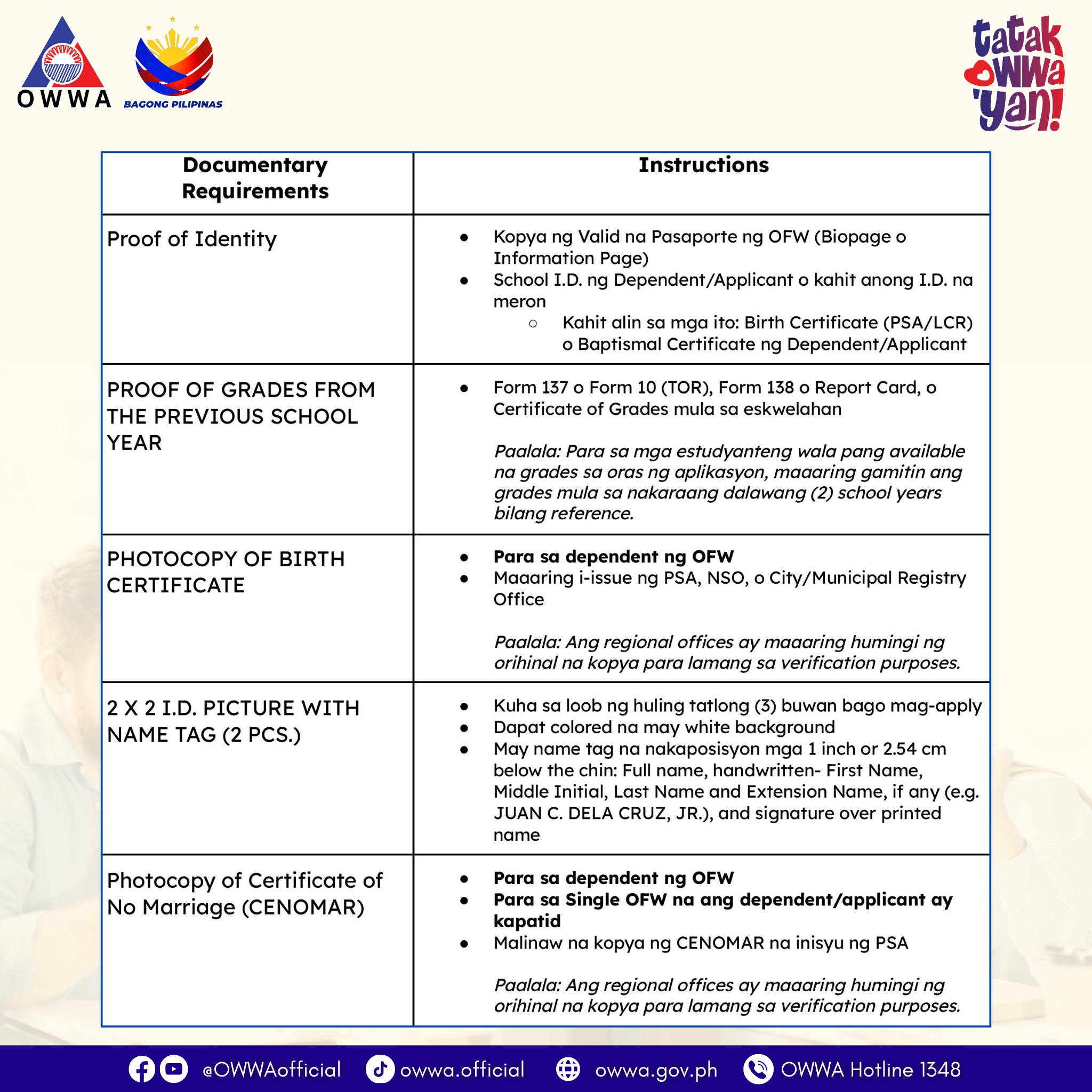 owwa edsp and odsp scholarship requirements 2