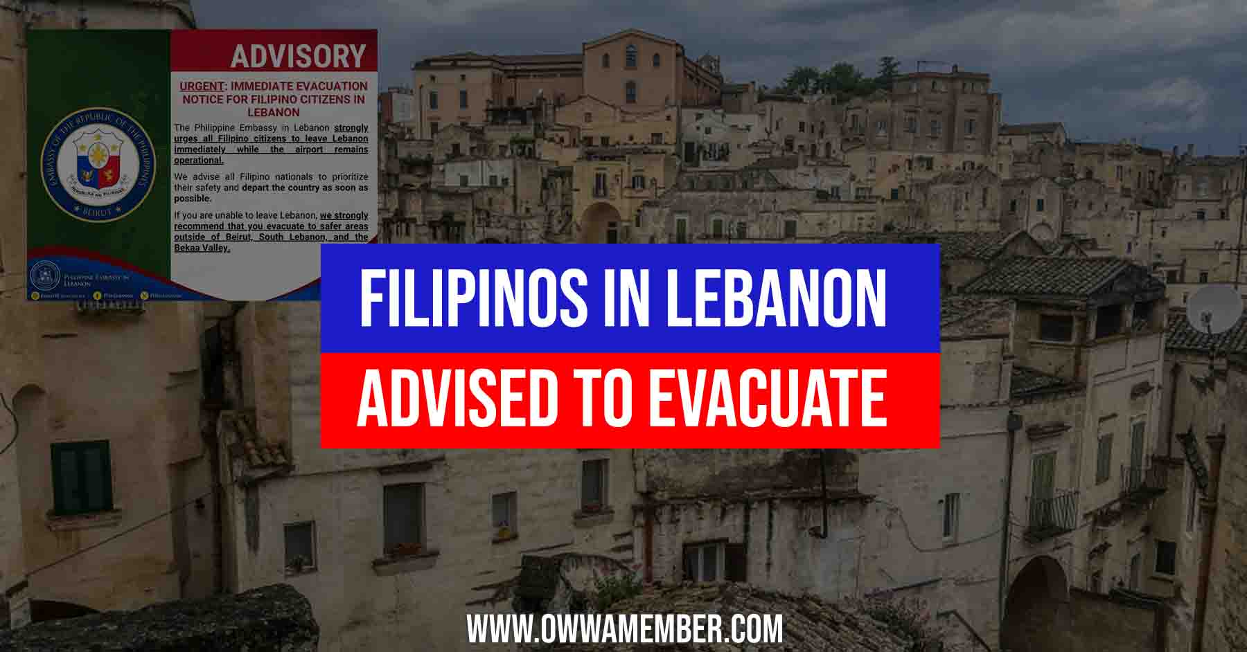 filipinos in lebanon advised to evacuate by PH Embassy