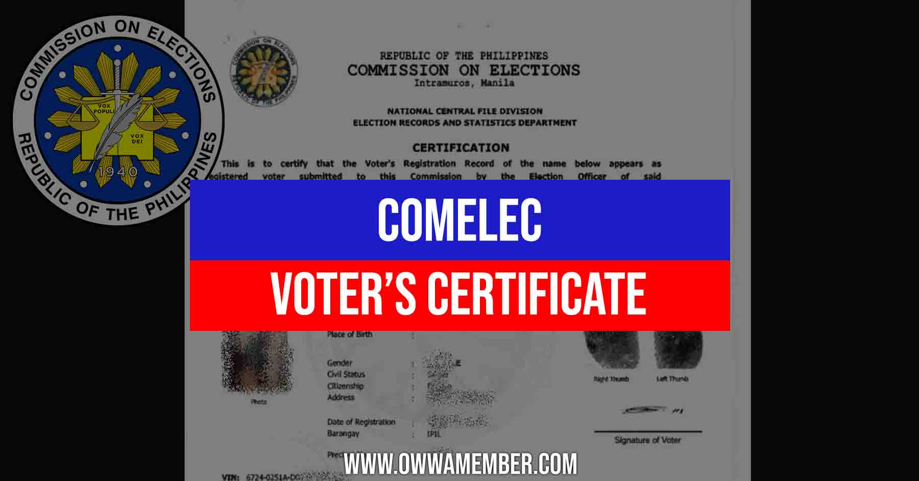 how to get comelec voter's certificate