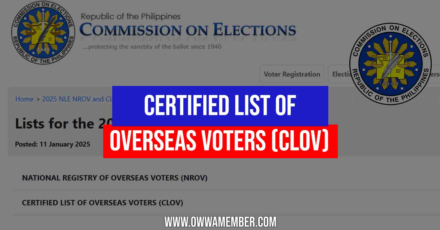 certified list of overseas filipino voters for philippine elections 2025