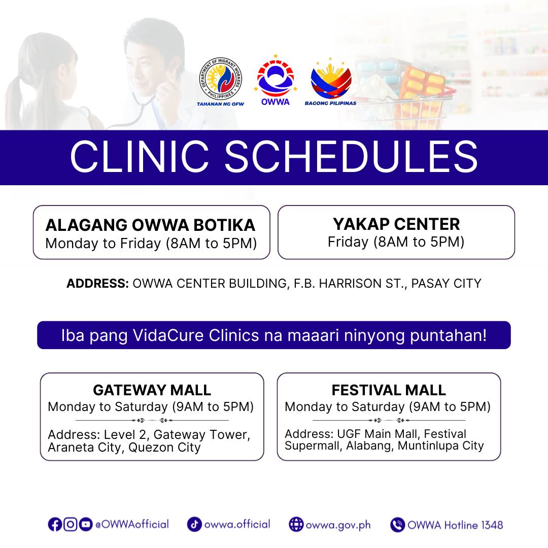 owwa botika clinic schedules